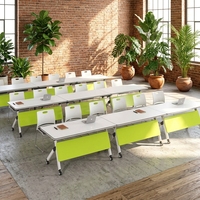 Tables de conférence pliantes avec roulettes, table et chaises de salle de conférence, table de conférence de bureau pliable pour centre de formation