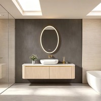 Espejo de Vanidad Iluminado LED Inteligente Moderno con Pantalla Táctil Antivaho y Regulable, para Montar en la Pared, para Baño, Hotel, Hogar, Apartamento, Diseño Gráfico