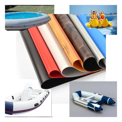 Alpine Blue 0.7MM Thickness PVC Inflatable Boat Fabric with  Good air Tightness for Boat Fabric in Stock