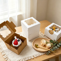 Boîte à gâteau et biscuits carrée transparente en papier écologique, mini emballage avec fenêtre, boîte à dessert à emporter, personnalisable