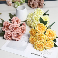 Rose artificielle en soie à 7 têtes, légère, écologique, décoration d'intérieur, centre de table, mariage, événement, fleur de remise de diplôme