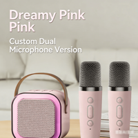 Ensemble de karaoké miniature tout-en-un K12 avec éclairage LED RVB, microphone sans fil double 5W Bluetooth, alimenté par batterie, pour les familles