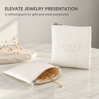 Pochette d'emballage pour bijoux en similicuir avec fermeture éclair, impression de logo personnalisé