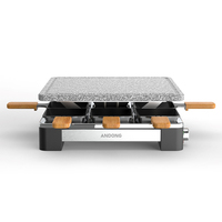Grill de table électrique détachable ANDONG pour raclette, cuisson sans fumée sur pierre, pour steak, 4 personnes, usage domestique et hôtelier