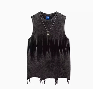 Camiseta sin mangas para hombre, camiseta desgastada Vintage de verano con cuello redondo, camiseta lavada con piedra, Top lavado antiguo - Product Image 2