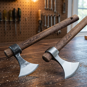 ขวาน ZA DAMASCUS MAKERS แบบพกพา ประกอบง่าย คุณภาพระดับอุตสาหกรรม สำหรับใช้งานกลางแจ้ง ด้ามไม้ เหล็กกล้าคาร์บอนสูง ตีขึ้นรูป แข็งแรงทนทาน - Product Image 3