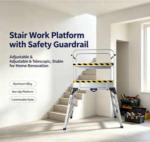Plateforme de travail réglable en aluminium avec garde-corps, 150 kg, pliable, antidérapante, EN131, pour la construction, la rénovation, la <span class=keywords><strong>peinture</strong></span> - Product Image 1
