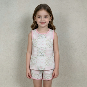 Conjunto de Ropa para Niñas Pequeñas, Estilo Coqueta, con Lazos Rosas y Volantes, Manga Corta y Pantalones Cortos, Venta al Por Mayor, Nueva Llegada, Gran Oferta - Product Image 3