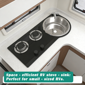 Fornello a Gas Compatto JDA a 2 Fuochi per Camper con Lavello Curvo Integrato, Cucina Mobile Tutto-<span class=keywords><strong>in</strong></span>-Uno con Accessori Gratuiti per Piccoli Camper e <span class=keywords><strong>Roulotte</strong></span> - Product Image 6