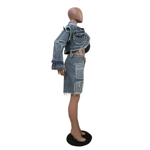 2025 nueva moda <span class=keywords><strong>trajes</strong></span> <span class=keywords><strong>de</strong></span> mezclilla bolsillo Patchwork Chaqueta corta + Pantalones cortos conjunto <span class=keywords><strong>de</strong></span> 2 piezas Casual Y2K Denim conjunto <span class=keywords><strong>de</strong></span> dos piezas ropa <span class=keywords><strong>de</strong></span> <span class=keywords><strong>mujer</strong></span> - Product Image 6