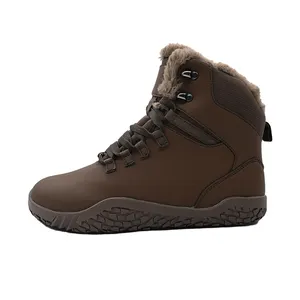 Light weight winter warm fur lining waterproof wide toe box grounding shoes barefoot trekking boots
