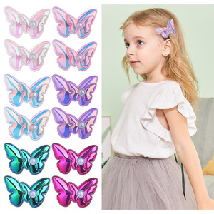 1.7 Inch New Fashion Butterfly <span class=keywords><strong>Hair</strong></span> <span class=keywords><strong>Clips</strong></span> para Girl Leather Handmade Hairpins PU Hairgripes Solid Color Crianças <span class=keywords><strong>Hair</strong></span> Accessories - Product Image 2