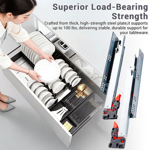 Rail télescopique à fermeture douce YENUO 45 mm - Acier laminé à froid à 3 plis <span class=keywords><strong>avec</strong></span> poignée 1D - Product Image 2
