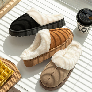 Vendita calda scarpe da casa per interni da uomo facili da indossare soffice stivali da neve con punta in peluche tessuto EVA suola invernale in <span class=keywords><strong>pelliccia</strong></span> calda <span class=keywords><strong>pantofole</strong></span> di cotone - Product Image 4