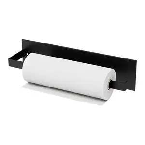 Toallero de papel magnético más largo de alambre plano, toallero de acero al carbono, rollo de papel para refrigerador, estante de almacenamiento opcional de dos colores