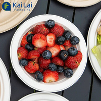 Assiettes à dîner plates jetables biodégradables écologiques en bagasse brun naturel pour les fêtes