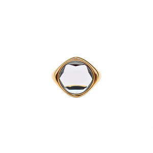 Fashion <b>Ring</b> 316L Stainless Steel PVD Gold Plating Round Crystal Stone <b>Adjustable</b> Band For Women Men Jewelry - Product Image 2