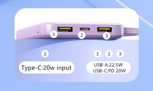Khuyến mại Quà Tặng macaroon màu 10000mAh ngân hàng điện cầm tay với dây buộc 22.5 Wát nhanh chóng sạc Slim ngân hàng điện đôi USB + Type-C - Product Image 4
