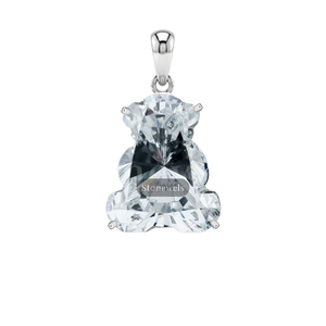 Pendentif et breloque en or fin 925 en argent sterling avec diamant de laboratoire certifié GIA IGI DEF VVS VS en forme d'ours en peluche, cadeau pour lui - Product Image 1