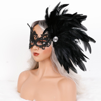 Masque de bal vénitien en plumes naturelles douces faites à la main, accessoire de costume scintillant pour carnaval, Halloween, cosplay, mariages et fêtes