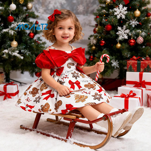 MQATZ Abito da Principessa in Raso per Bambine, <span class=keywords><strong>Vestito</strong></span> Estivo da Festa <span class=keywords><strong>di</strong></span> <span class=keywords><strong>Natale</strong></span>, Abiti per Bambine, Vestiti Natalizi per Bambine - Product Image 2