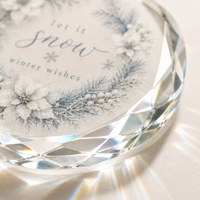 Pendentif en verre cristal rond avec bord biseauté facetté, impression de texte personnalisée et boîte cadeau pour cadeau de Noël