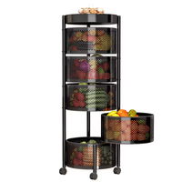 Carrito Organizador Giratorio de 5 Niveles para Cocina, Construcción Metálica Resistente, Ideal para Almacenamiento de Productos