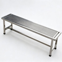 Banc de patio moderne en acier inoxydable 304, avec dossier long et repose-pieds élargi, idéal pour parcs, cafétérias, terrains de sport et ateliers
