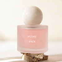 Flacon en verre pour parfum cosmétique pour femme, avec bouchon en plastique rose givré, 30 ml, 50 ml, 100 ml, fabriqué en Chine, avec étiquette adhésive