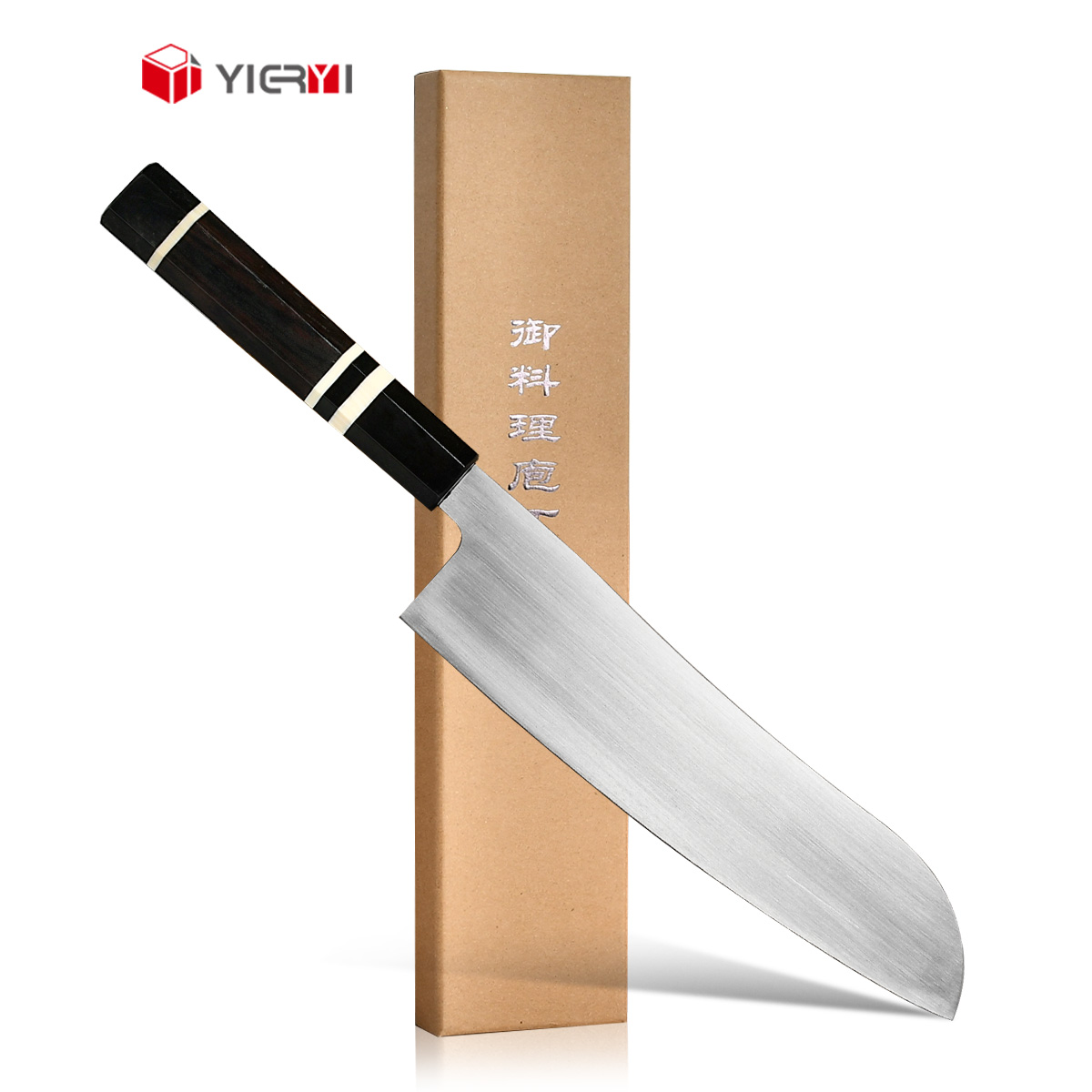 Coltello Santoku nero con lama a 2 curve