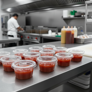 PET Sauce <b>Container</b> <b>Lid</b> 100pcs B2B - Product Image 3
