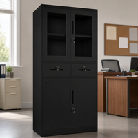 Armoire de classement en acier de haute qualité à 2 tiroirs, armoire de classement de bureau en métal, armoires de rangement avec tiroirs verrouillables, noir