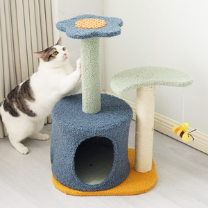 Cat Tree Combo 2 Levels Sisal <b>Scratching</b> <b>Post</b> With Cat Bed And Toy For Indoor Cats - Product Image 2