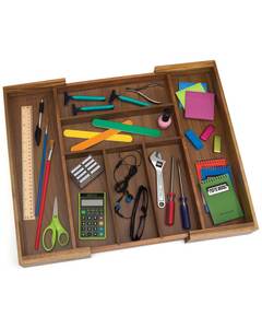 Organisateur d'ustensiles extensible en acacia, rangement pour couverts, porte-couverts, plateau de tiroir, organisateur de couverts en bambou pour la cuisine - Product Image 3