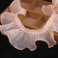Ruban à volants en polyester de 8 cm, en mousseline tissée unie, élastique, avec dentelle et volants, pour la couture DIY de robes de mariée, chapeaux et coiffes