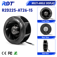 Ventilador Centrífugo AC R2D225-AT26-15, 400VAC, 225mm, 1150m3/h, Trifásico, Aspas Curvadas hacia Atrás, Reemplazo para Ventilación de Gabinetes con Inversor