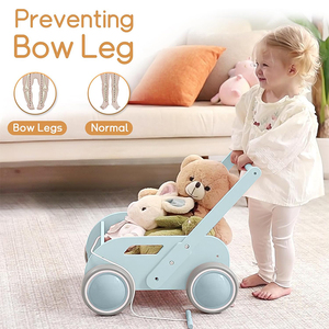 WDF Factory Custom Luxury Montessori Baby Push <strong>Stroller</strong> Walker Toy Andador Para Beb&eacute;s Bamboo Wooden Baby Walker With Wheels