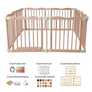 Parc de jeu pour bébé en bois Montessori, écologique, sûr et durable, avec panneau de porte, pour chambre/salon - Product Image 1