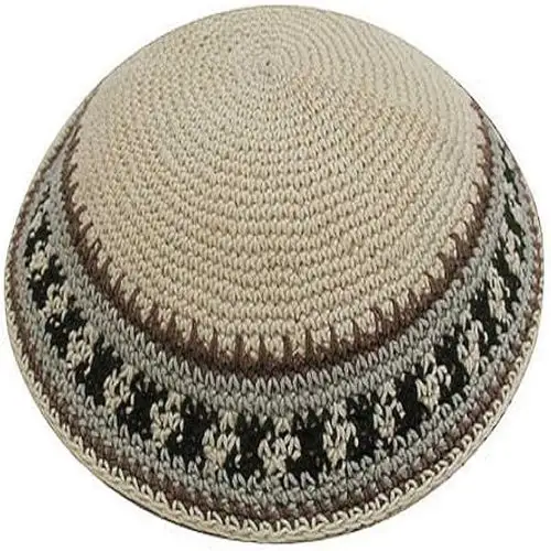DMC el yapımı gelişmiş özelleştirme örme yahudi düğün Bar Mitzvah etiket baskısı kumaş ücretsiz Kippah şapka erkekler için çocuk