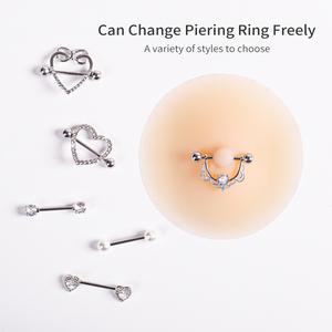 Couvre-mamelon d'anneaux de mamelon non piercing adhésif en silicone de mode sexy - Product Image 2