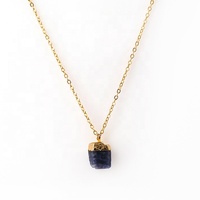 Nouvelle Collection : Pendentif Classique en Rubis Rouge Naturel avec Chaîne Maillons Plaqué Or – Bijou en Pierre Précieuse, Cadeau Idéal pour Elle, Parfait pour la Promesse entre Amies