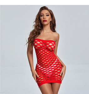 Robe Tube moulante vidéo Sexy pour femmes avec gros body <span class=keywords><strong>en</strong></span> résille ODM approvisionnement dentelle strass décoration costume de <span class=keywords><strong>Lingerie</strong></span> chaude - Product Image 2