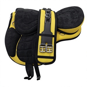 Ridex Yellow Freemax Style Lightweight Durable English Dressage Treeless Leather Horse Saddle Soft <b>Padded</b> <b>Seat</b> Comfortable - Product Image 2