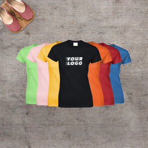 T-shirts courts pour filles personnalisés avec logo, col rond, tricotés, anti-boulochage, écologiques, compressés, 100 % coton imprimé – Vente en gros - Product Image 3