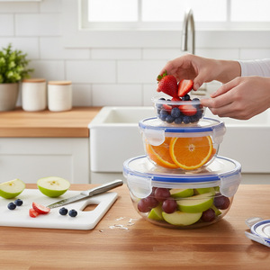 Round Food Storage <b>Container</b> Set With <b>Lid</b> For Office Kitchen Refrigerator Sealed Freshness Preservation - Product Image 3