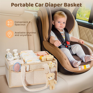 Baby Diaper Caddy with Handle Baby <b>Storage</b> <b>Basket</b> <b>for</b> Baby Wipes Car Nursery Caddy Organizer Foldable Travel <b>for</b> Mommy Bag - Product Image 5