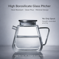 Bouteille d'eau en verre borosilicate grande capacité, résistante à la chaleur et au froid, compatible eau bouillante et réfrigérateur, pichet à large ouverture pour infuser le thé