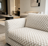 Tissu d'ameublement en chenille à motif jacquard à carreaux T.H, dernier design, tissu pour canapé avec motif en relief pour housse de coussin et chaise