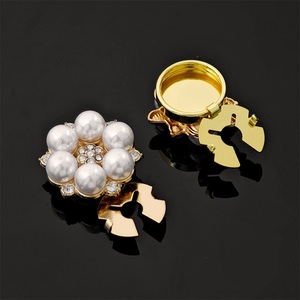 Luxury Floral Pearl Flower <b>Buttons</b> Cover Butterfly Metal <b>Button</b> Clip With Rhinestones And Pearls For Women Clothing Decoration - Product Image 6
