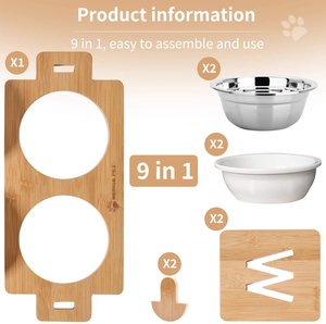 Mangkuk Anjing Besar Dapat Diatur Mangkuk Stainless untuk Anjing Besar Dua Alas Tidak Licin - Product Image 3